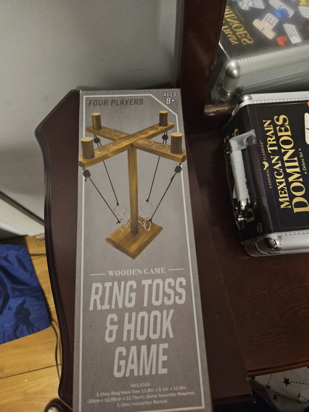 Wooden Ring Toss & Hook Game - Brown